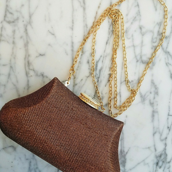 Handbags - Gold Formal Hard Shell Clutch/Purse NWOT